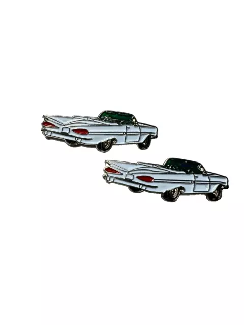 Custom Made Cufflinks Vintage Cars 1959 Chevrolet Chevelle Chevy Coupe White GRN