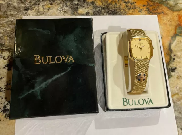 Vintage Men’s Bulova Watch Santa Fe Railroad Employee 40 Years Gold/Diamond