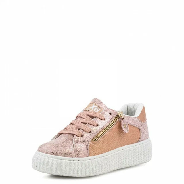 XTI Scarpe Da Ginnastica Donna 143485 – Tessuto Beige, Lacci, Suola Gomma Antiscivolo, Vegan