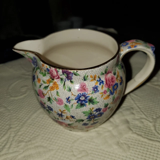 Vintage Royal Winton Grimwades OLD COTTAGE CHINTZ Floral Ascot Creamer England 4