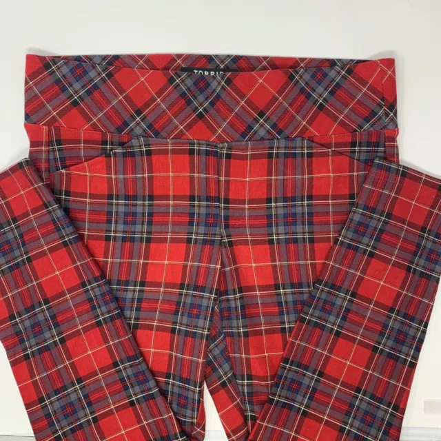 Torrid Pixie Premium Ponte  Red Black Plaid Women's Pull on Pants Size 1R Plus