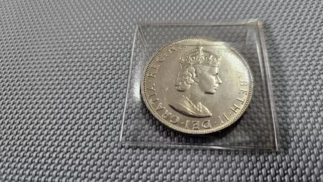 1 Krone One Crown Bermuda 1964 Elisabeth II Löwe mit Wappenschild Silber Münze