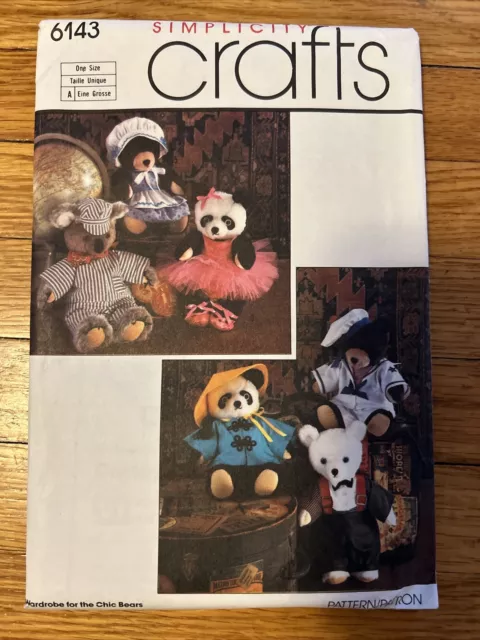 Simplicity 6143 Sewing Pattern Clothing Chic Bear Wardrobe Doll Clothes UNCUT