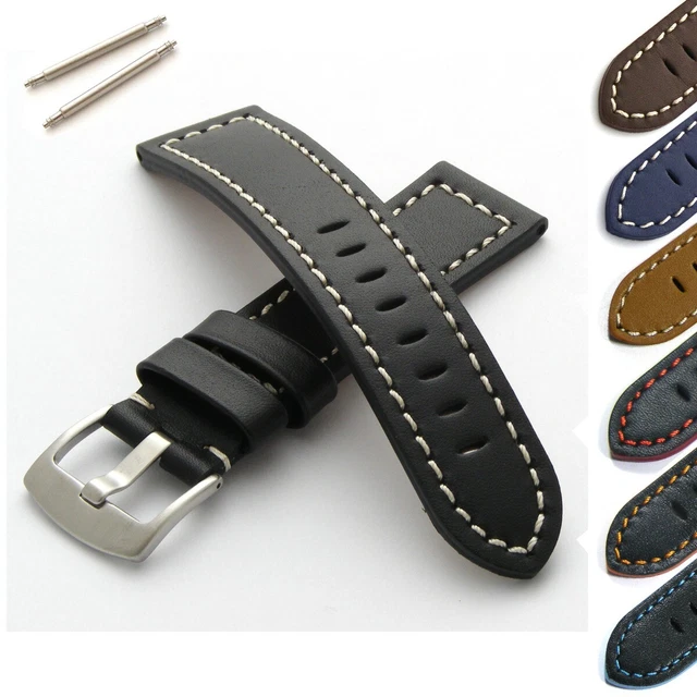 GENUINE LEATHER WATCH Strap Band 18mm 20mm 22mm 24mm Mens Womens Steel