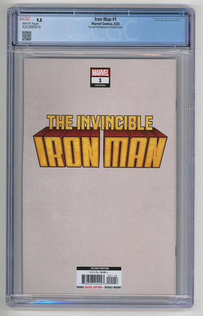 INVINCIBLE IRON MAN #1 (2023) Layton 2nd Print 1:25 B&W Sketch Variant CGC 9.8 2