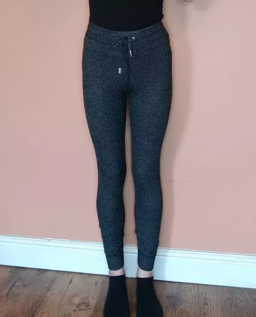 Topshop Petite Lounge Wear Grey Ribbed Cuffed Bottom Leggings Size 4 XS