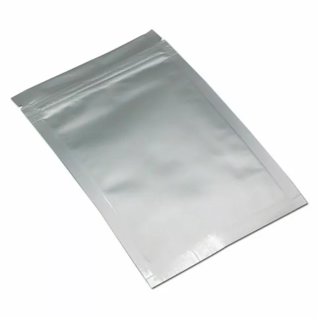 100 Flat Aluminum Foil Silver Resealable Package Zip Lock Food Pouch 11 x 16cm