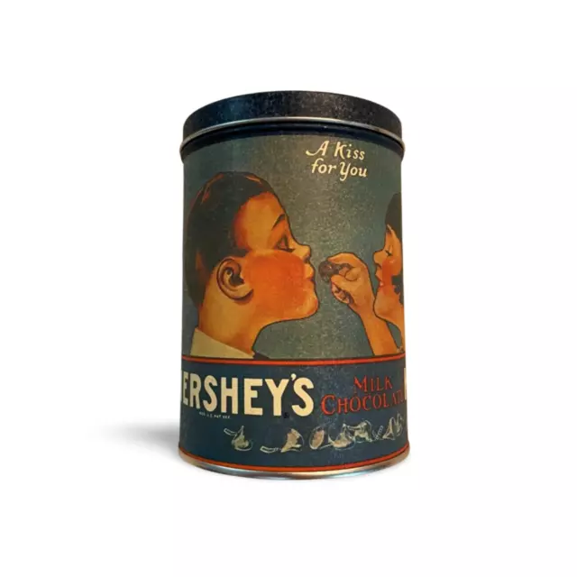 Vintage Hershey's Kisses Milk Chocolate Tin Can Canister 1980 Container Candy