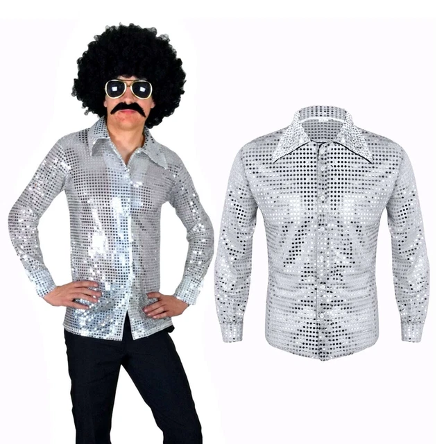 70S FANCY DRESS Mens Costume, 1970s 80s 90s Rock Disco Nights, Sequin Shirt  15.99 - PicClick UK