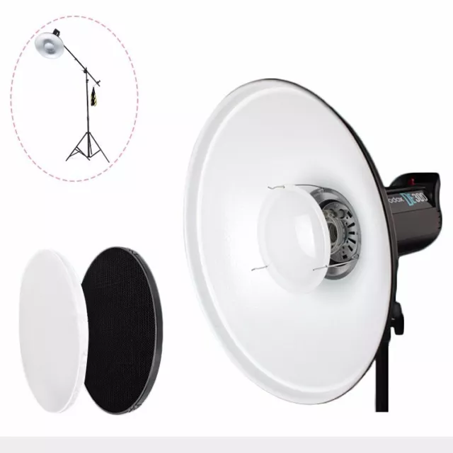 EACHSHOT 55 cm 21 Zoll Beauty Dish Bowens S Typ weißer Wabendiffusor innen