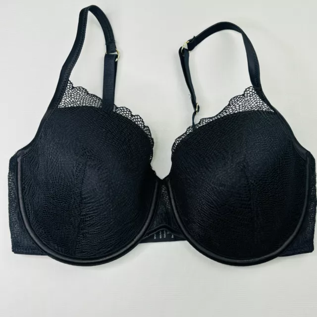 Thirdlove Luxe Lace Demi Bra 32E 1/2 Black Lightly Lined Underwire Adjustable