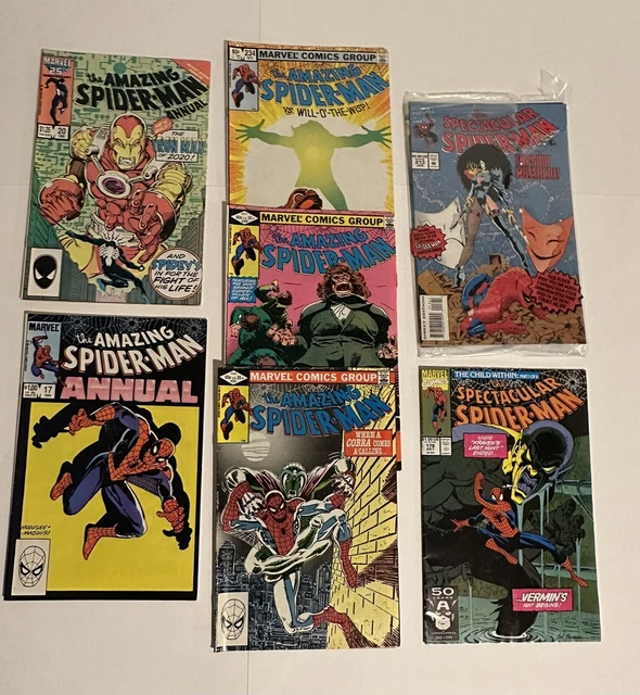 Lot of 7 AMAZING SPIDER-MAN ASM Spectacular Annuals Marvel Comics 1983-  G/VG