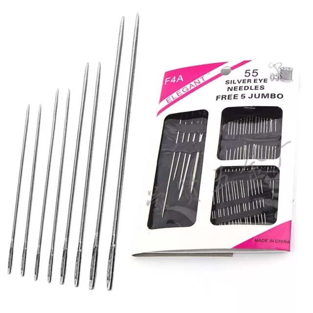 Hand Sewing Needles Set Craft Embroidery Upholstery Metal Needle 60 pcs AU POST