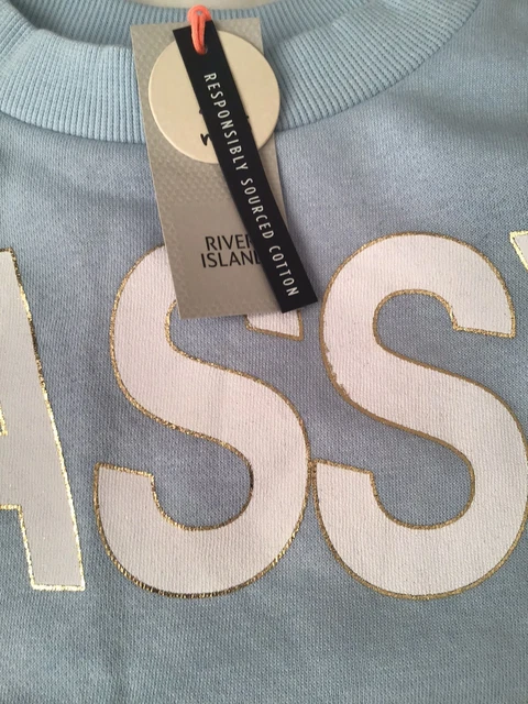 River island mini girls aged 3-4 Years blue sassy sweat top set BNWT 7