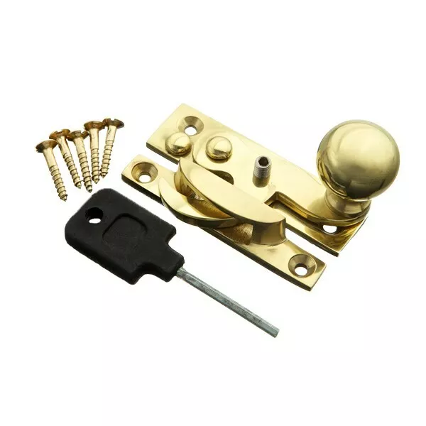 Sash Window Hook Lock Fastener Brass