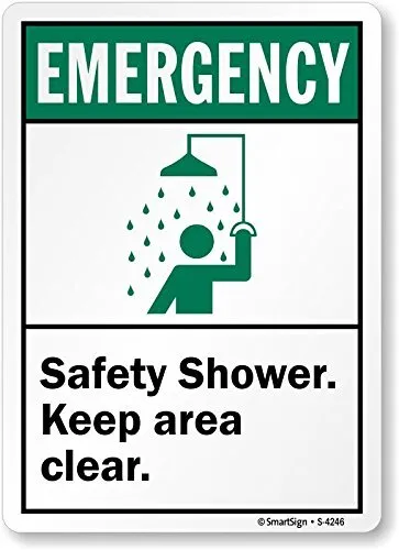 “Emergency - Safety Shower, Keep Area Clear” Sign | 7" x 10" Plastic