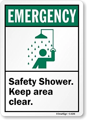 “Emergency - Safety Shower, Keep Area Clear” Sign | 7" x 10" Plastic