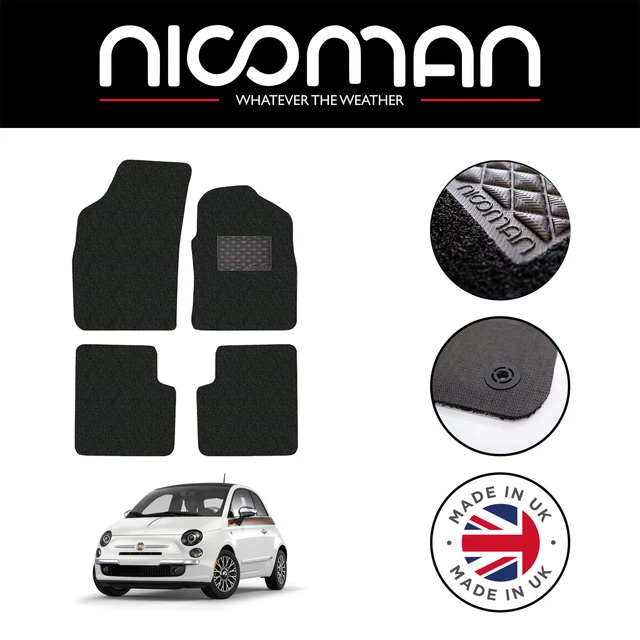 FIAT 500 2013 GENUINE DELUXE Fitted Rubber Car Mats Black Set