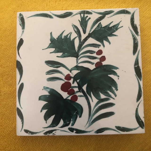 Craven Dunnill Jackfield Salop Hand Painted 4.25 inch Tile Salvage Antique