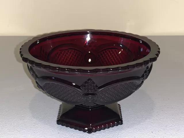 Vintage Avon 1876 Cape Cod CANDY DISH Footed Red Ruby Glass Pedestal Bowl