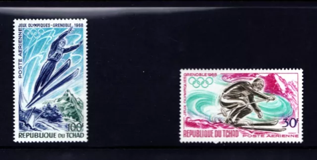 Estampillas de correos olímpicas de Chad 1968 Grenoble sin montar o nunca montadas Sc C40-41 • Mi 195-196