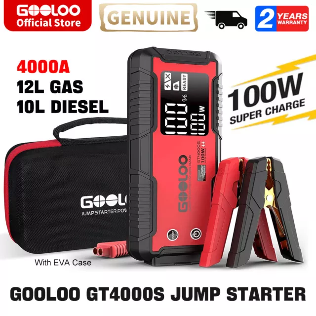 GOOLOO 4000A Car Jump Starter Jump Box Power Bank Battery Charger + Hard Case AU