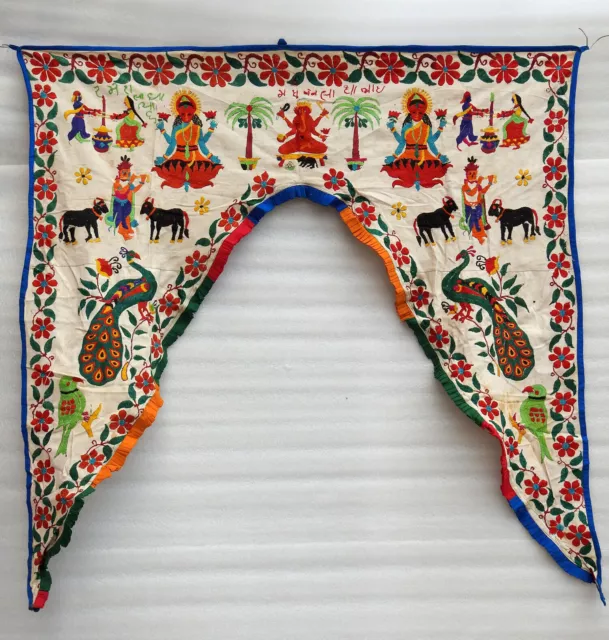 Ethnic Vintage Door Valance Toran Hand Embroidered Door Topper Hanging 41" L