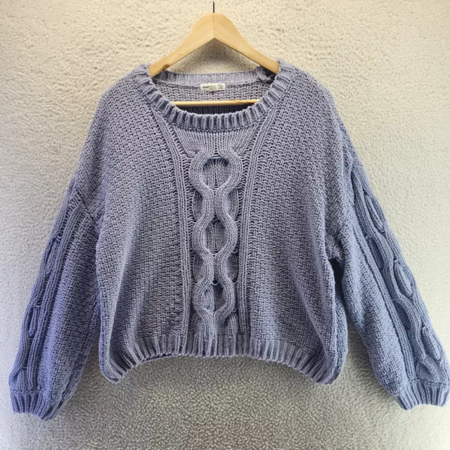 Garage Oh So Soft Sweater Womens Small Blue Cable Knit Oversized Pullover
