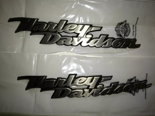 Genuine Harley Heritage Fuel Gas Tank Set Emblems Badges Brushed Aluminum OEM