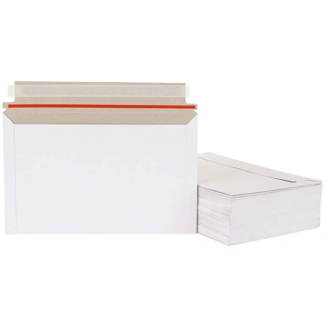 100Pack Photo Document Mailers 6x10 Inch Self Seal Stay Flat Cardboard Envelops