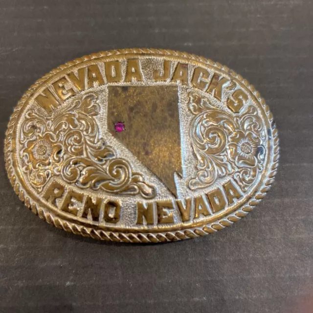 Crumrine Inc. Western Belt Buckle Oval Nevada Jack's Poker Chips Genuine Ruby 4" Crumrine Inc. Western Belt Buckle Oval Nevada Jack's Poker Chips Genuine Ruby 4"