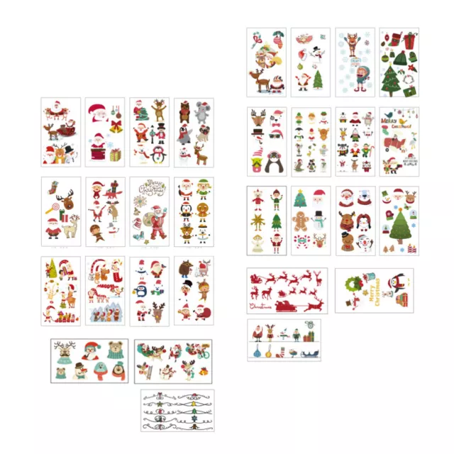 30 Sheets Weihnachtsaufkleber Weihnachts-Tattoo-Aufkleber Weihnachten Karikatur