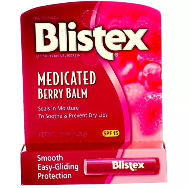 Blistex Medicated Berry Balm SPF 15 0.15 oz (Pack of 4)