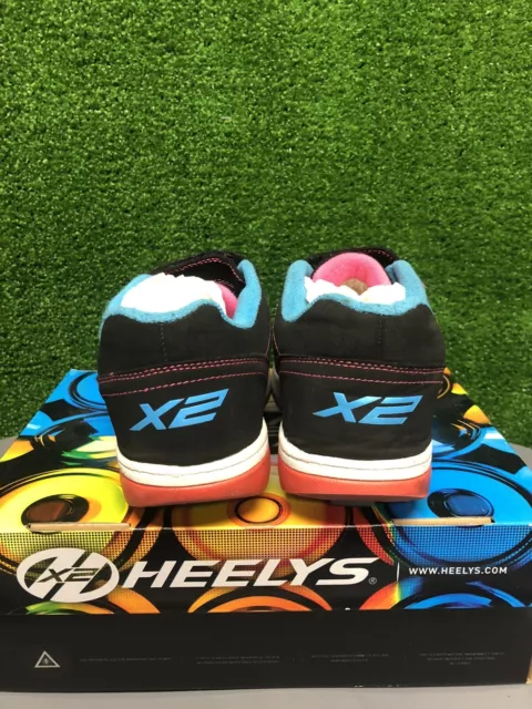 Kids Heelys Dual Up X2 770584 Black/Pink/Blue Roller Skate Trainers YOUTH 3 3