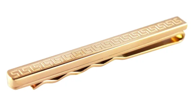 Rose Gold 316L Luxury Mens Laser Tie Slide 5.5CM Stainless Steel Bars Pins UK