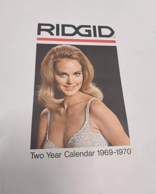 Vtg 1969-1970 Ridgid Tool Calendar Pin Up Lingerie Ladies Swimsuit Paige Young
