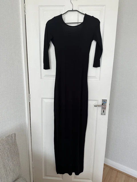 Zara black maxi dress side cut out and open back Size S