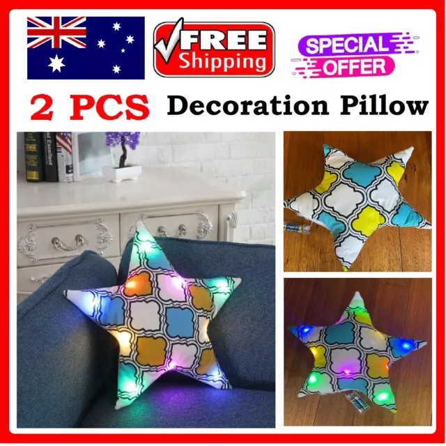 LED Cushion Light Star Shape Pillow Cover Case Sofa Party Decoration Home Decor