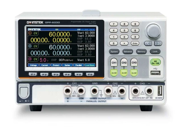 Instek GPP-6030(GPIB) - 3CH DC Power Supply (CH1 and CH2: 0-60V/0-3A, CH3: 1.8V,