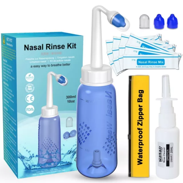 Salt Sachets Nasal Flush Kit Neti Pot Sinus Rinse Nose Wash 300 500 ml Bottle AU