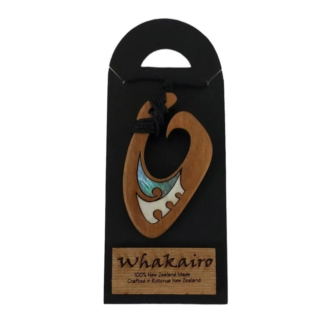 Matan Hei Matau Wood Hook Pendant Necklace Adjustable Choker