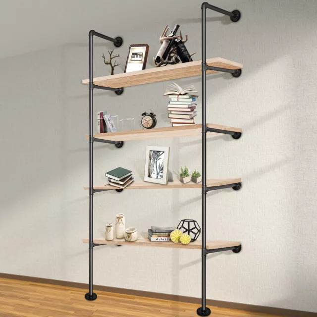 VEVOR Pipe Bookshelves Industrial Wall Mount DIY Pipe Shelf 4PCS 5-Tier Bracket