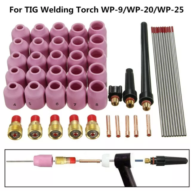 48 pcs TIG Welding Kit Gas Lens for Tig Welding Torch WP-9 WP-20 WP-25 WT 3/32"