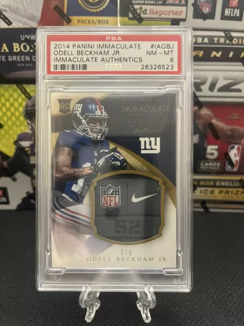 2014 Immaculate Odell Beckham Jr Rookie #D /5 Nfl Patch Nike Tag Psa 8! Nm Mint!