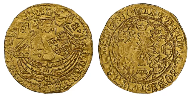 England Edward IV. (1464-70)-(E) AV Half-Ryal. NGC MS64. York mint. SCBC-1963