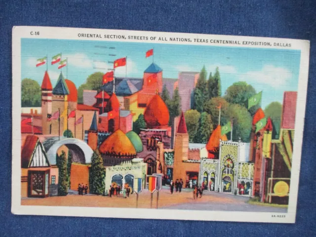 1936 Dallas Texas Centennial Exposition Oriental Section Postcard  Slogan Cancel