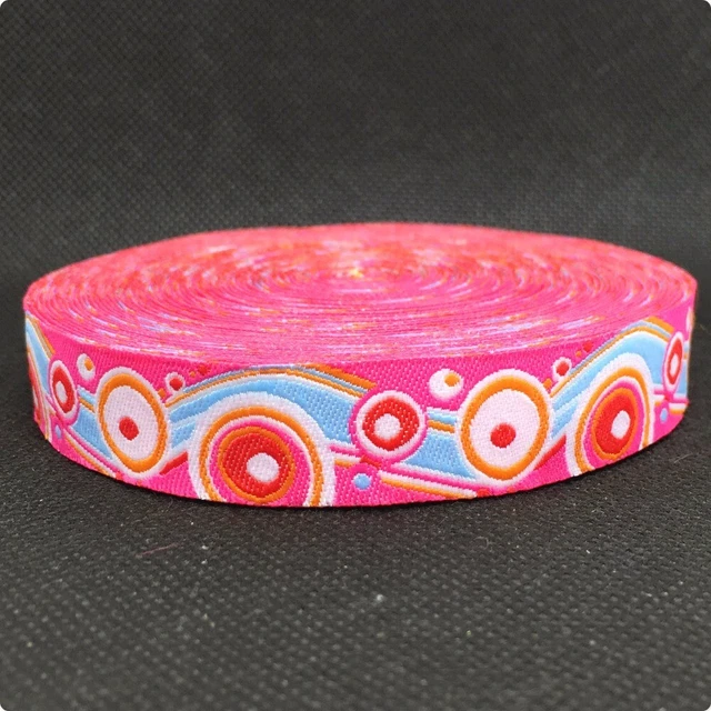 Cinta Jacquard tejida de 5/8"" 16 mm 10 yardas rosa