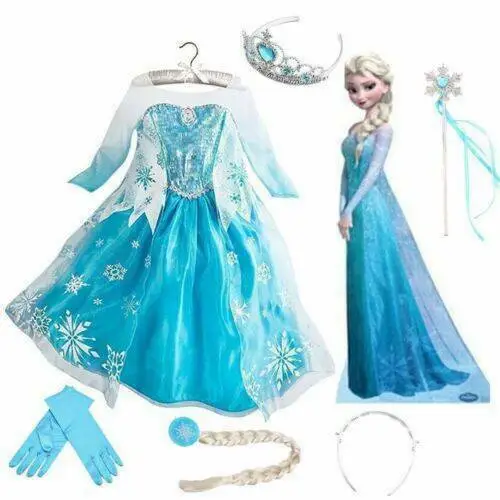Prinzessin Frozen Kostüm Anna Elsa Kleid / Crowne Diadem Party Kleid Kleider ~