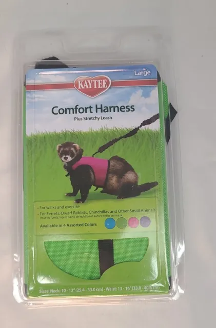 Kaytee Comfort Harness Size L Stretchy Leash Green Ferret Rabbit Chinchilla