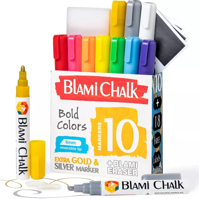 Chalk Markers - 8 Pastel, Erasable, Non-Toxic, Water-Based, Reversible  Tips